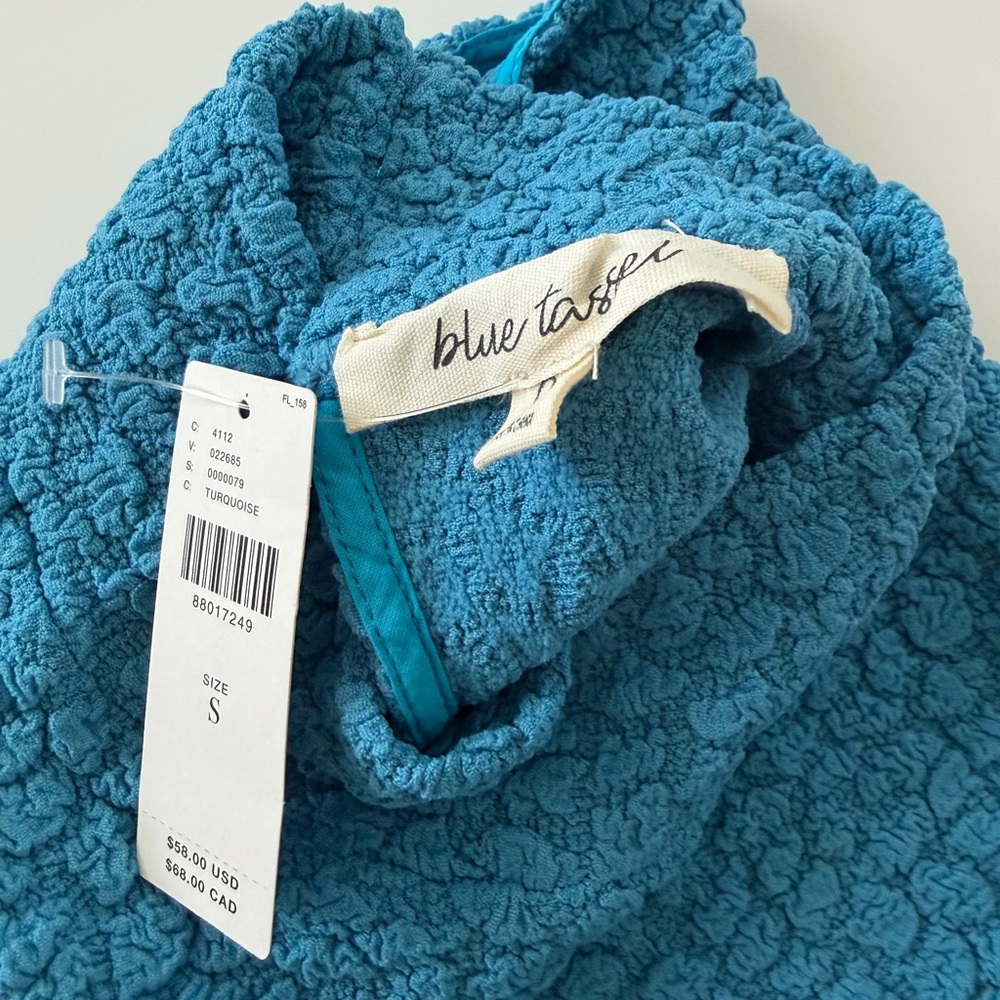 NWT Anthropologie Blue Tassel Popcorn High-Neck Crop Tank Top Size S - Picture 8 of 8
